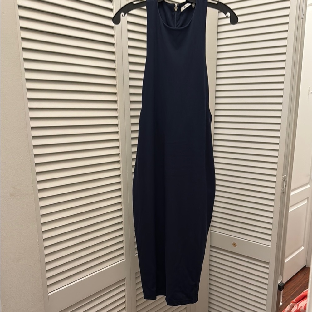 T by Alexander Wang Blue Halter Sheath Dress